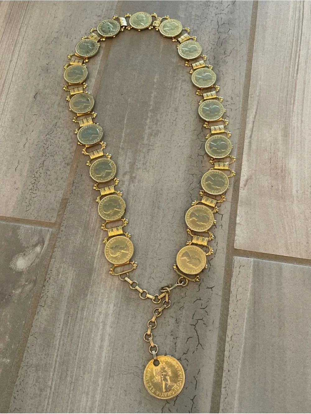 Queen Elizabeth II / King George VI Coin Belt vtg 60s